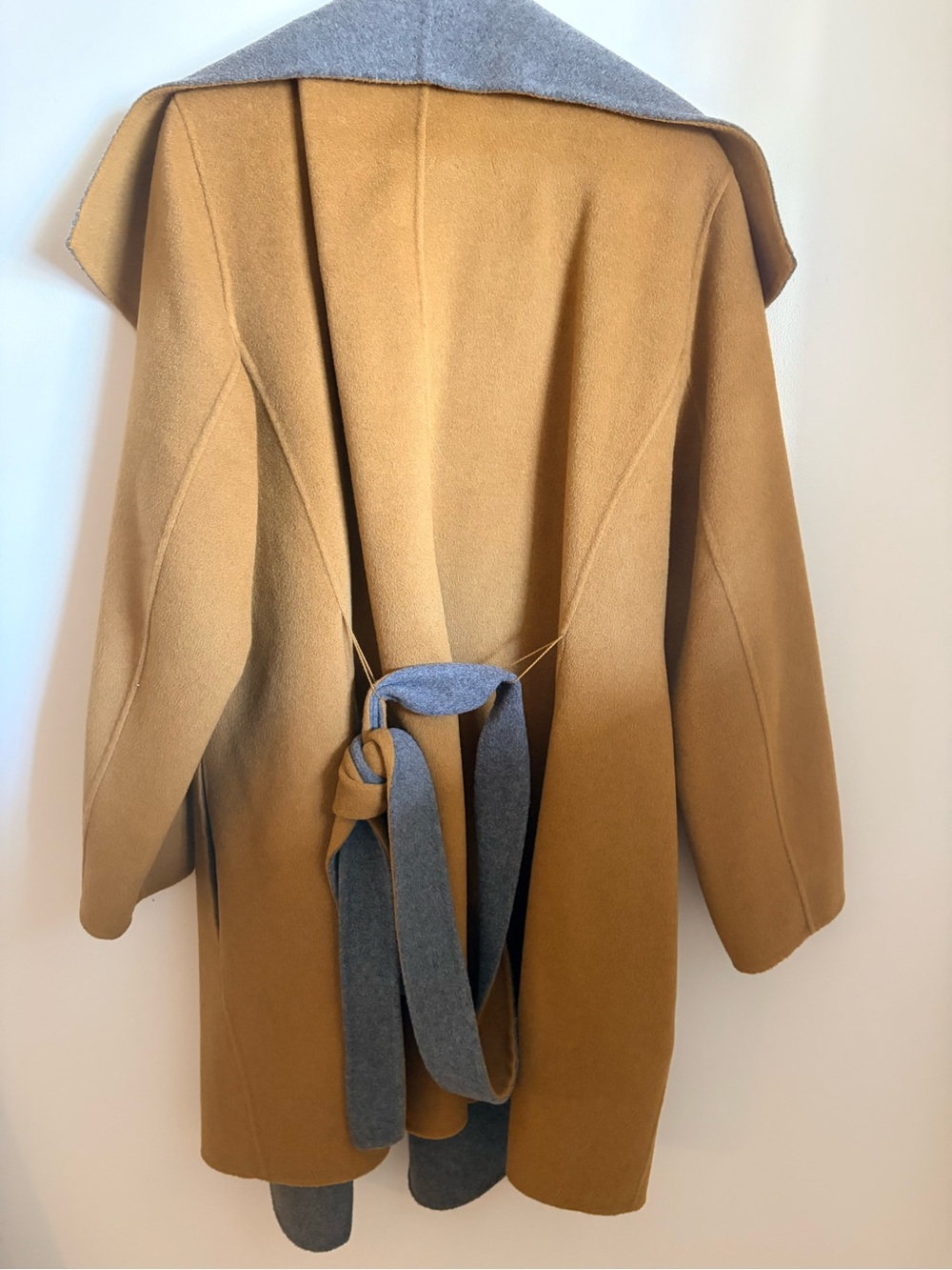 summersalt Reversible Draped Coatigan in Gray and Camel - Picture 4 of 4